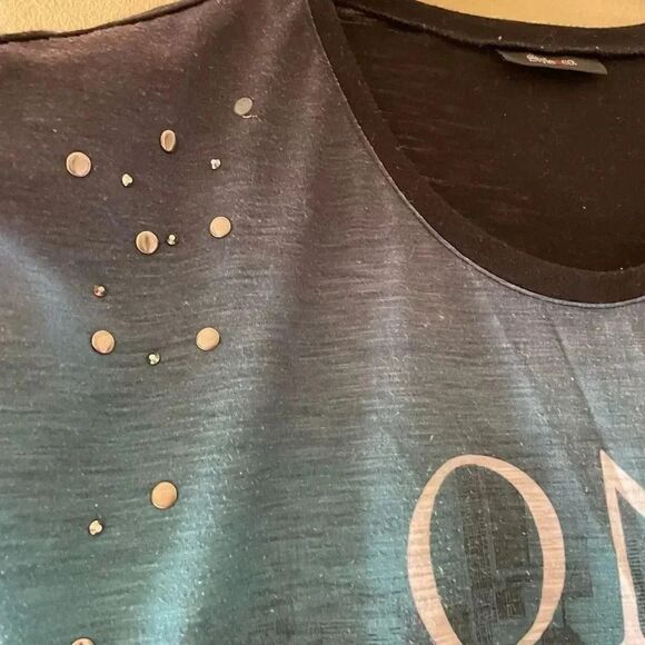 Style & Co Blue Gray Cap Sleeves Tshirt L # 1515 - Picture 11 of 12